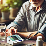 고혈압 관리를 위해 가정에서 혈압을 측정하는 노인