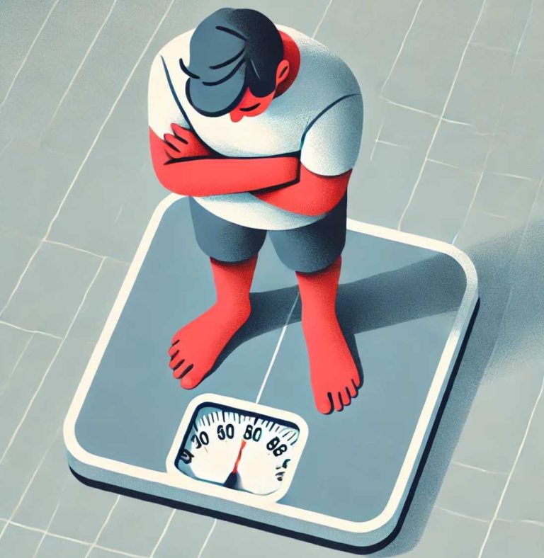 체중계에 올라간 남자