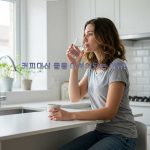 커피대신 물마시는 여성