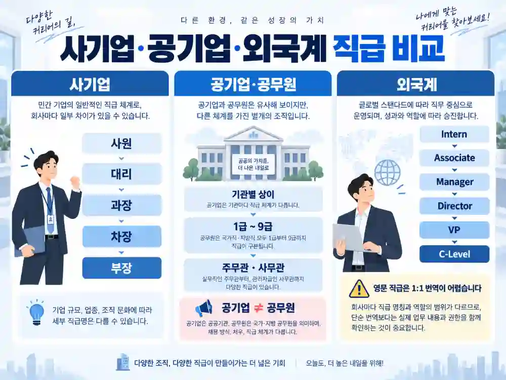 사기업·공기업·외국계 직급 비교